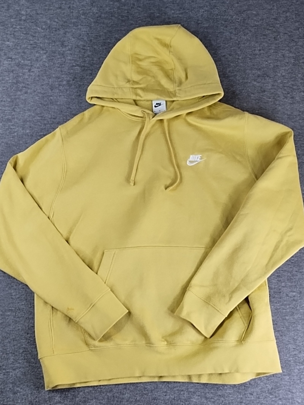 Nike Yellow Hooded Sweatshirt with White Swoosh